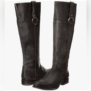 FRYE Women's‎ 3476222 Jamie Ring Tall Western Boots Stonewashed Black